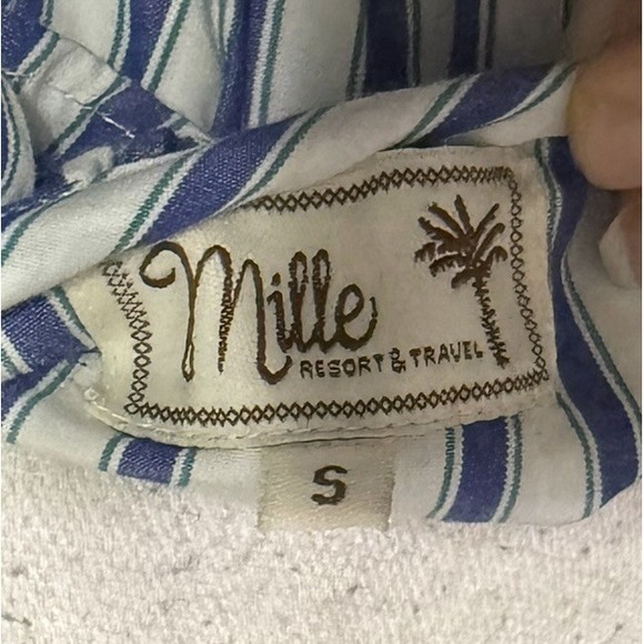 Mille Resort & Travel May Ruffle Striped Cotton Blouse - Blue $168 - Picture 4 of 4